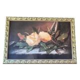 Framed Floral Still Life Art Print with Ornate Gold Frame