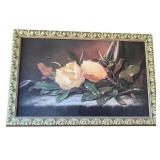 Framed Floral Still Life Art Print with Ornate Gold Frame
