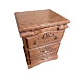Pair of Oak Nightstands with Ornate Drawer Fronts