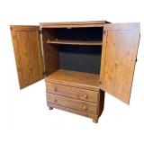 Wooden Armoire Wardrobe Cabinet with Double Doors and Two Drawers