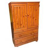 Wooden Armoire Wardrobe Cabinet with Double Doors and Two Drawers