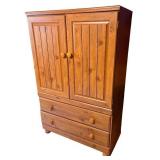 Wooden Armoire Wardrobe Cabinet with Double Doors and Two Drawers