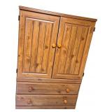 Wooden Armoire Wardrobe Cabinet with Double Doors and Two Drawers