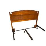 Wooden Headboard with Metal Bed Frame on Casters