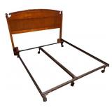 Wooden Headboard with Metal Bed Frame on Casters