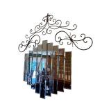 Decorative Wall Mirror with Ornate Metal Scrollwork Frame
