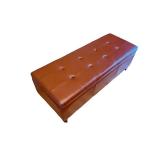 Brown Faux Leather Tufted Storage Bench Ottoman