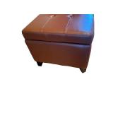 Brown Faux Leather Tufted Storage Bench Ottoman