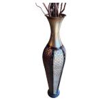 Tall Decorative Metal Floor Vase with Dried Branch Arrangement