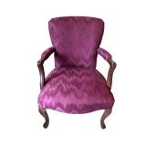 Pair of Vintage Maroon Upholstered Armchairs with Wood Frame