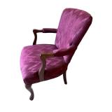 Pair of Vintage Maroon Upholstered Armchairs with Wood Frame
