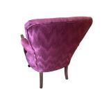 Pair of Vintage Maroon Upholstered Armchairs with Wood Frame