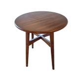 Round Mid-Century Modern Wooden Side Table