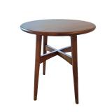 Round Mid-Century Modern Wooden Side Table