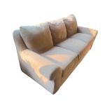 Beige 3-Cushion Upholstered Sofa with Rolled Arms