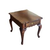 Wood End Table with Drawer and Brass Handle