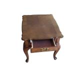Wood End Table with Drawer and Brass Handle