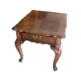 Wood End Table with Drawer and Brass Handle