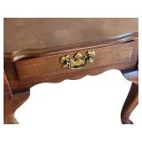 Wood End Table with Drawer and Brass Handle