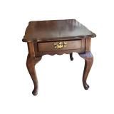 Wood End Table with Drawer and Brass Handle