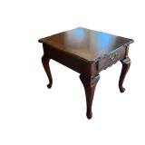 Wood End Table with Drawer and Brass Handle