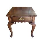 Wood End Table with Drawer and Brass Handle