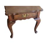 Wood End Table with Drawer and Brass Handle