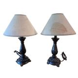Pair of Decorative Table Lamps with Leaf Motif Shades