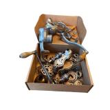 Collection of Vintage Metal Meat Grinders and Parts