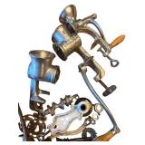 Collection of Vintage Metal Meat Grinders and Parts