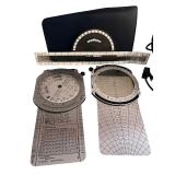 Pilot Aviation Accessories Lot with Flight Computer, Headset, and Charts