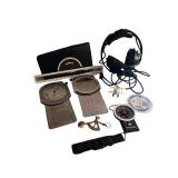 Pilot Aviation Accessories Lot with Flight Computer, Headset, and Charts
