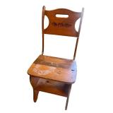 Vintage Wooden Folding Library Chair and Step Ladder