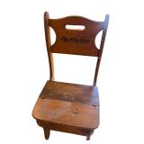 Vintage Wooden Folding Library Chair and Step Ladder