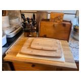 Wood Bread Box with Matching Recipe Card Holder and Cutting Boards