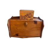 Wood Bread Box with Matching Recipe Card Holder and Cutting Boards