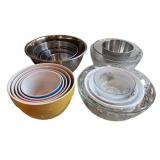 Assorted Mixing Bowl Set - Glass, Ceramic, and Stainless Steel