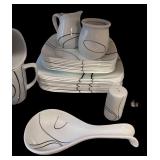 Corelle Coordinates Porcelain Dinnerware Set with Mugs, Plates, Pitchers, and Glasses