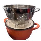 Collection of Assorted Kitchen Cookware Pots, Colander, Fry Baskets, and More