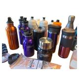 Lot of Assorted Reusable Bottles and Tumblers - Contigo, Thermos, S