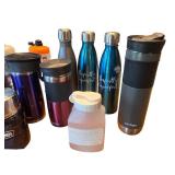 Lot of Assorted Reusable Bottles and Tumblers - Contigo, Thermos, S
