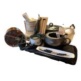 Kitchen Appliance and Utensil Collection with Electric Fondue Set and Food Processor