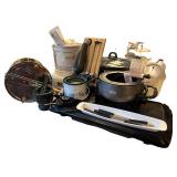 Kitchen Appliance and Utensil Collection with Electric Fondue Set and Food Processor