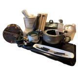 Kitchen Appliance and Utensil Collection with Electric Fondue Set and Food Processor