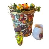 Vintage Fruit-Themed Kitchenware Set Including Plates, Bowls, Pitcher, and Decor