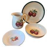 Vintage Fruit-Themed Kitchenware Set Including Plates, Bowls, Pitcher, and Decor