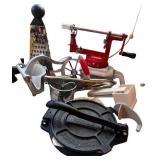 Kitchen Tool Collection with Tortilla Press, Graters, Slicer, and Juicer
