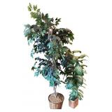 Pair of Artificial Potted Trees in Wicker Baskets