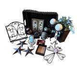Lot of Home Decor Items including Framed Art, Wall Plaques, and Metal Accents