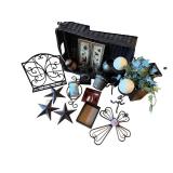 Lot of Home Decor Items including Framed Art, Wall Plaques, and Metal Accents